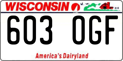 WI license plate 603OGF
