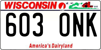 WI license plate 603ONK