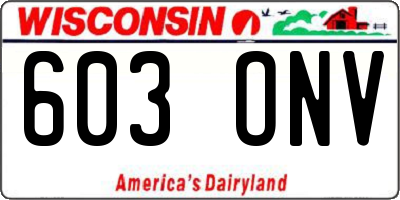 WI license plate 603ONV