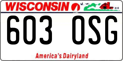 WI license plate 603OSG