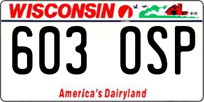 WI license plate 603OSP
