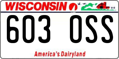 WI license plate 603OSS