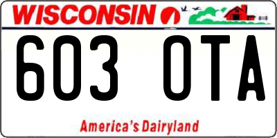WI license plate 603OTA