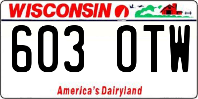 WI license plate 603OTW