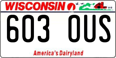 WI license plate 603OUS