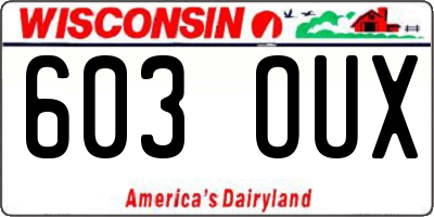 WI license plate 603OUX