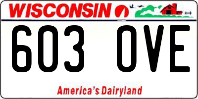 WI license plate 603OVE