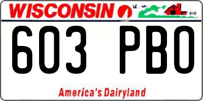 WI license plate 603PBO