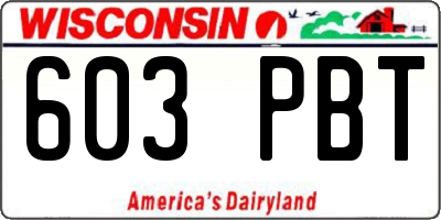 WI license plate 603PBT
