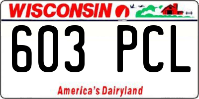 WI license plate 603PCL