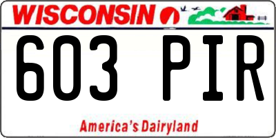 WI license plate 603PIR