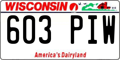 WI license plate 603PIW