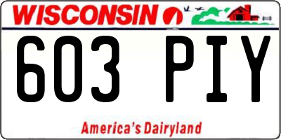 WI license plate 603PIY
