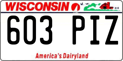 WI license plate 603PIZ