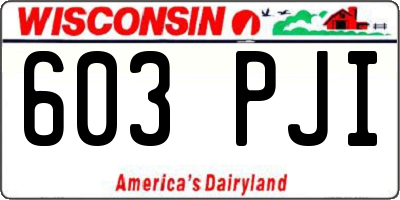 WI license plate 603PJI