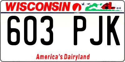 WI license plate 603PJK