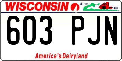 WI license plate 603PJN