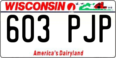 WI license plate 603PJP