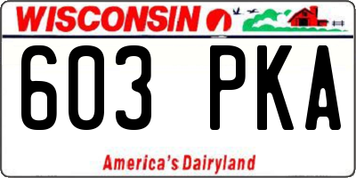 WI license plate 603PKA