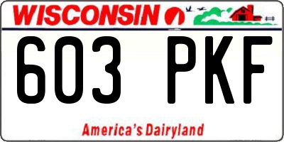WI license plate 603PKF