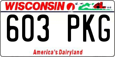 WI license plate 603PKG