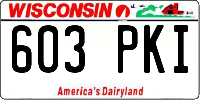 WI license plate 603PKI