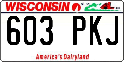 WI license plate 603PKJ