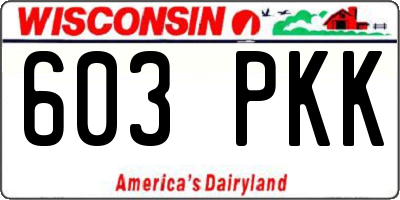 WI license plate 603PKK