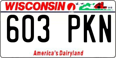 WI license plate 603PKN