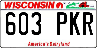 WI license plate 603PKR