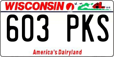 WI license plate 603PKS