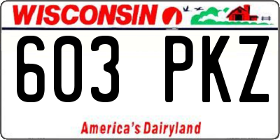 WI license plate 603PKZ