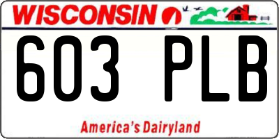 WI license plate 603PLB