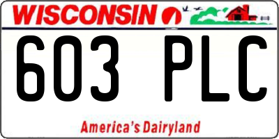 WI license plate 603PLC