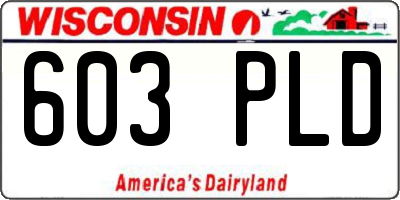 WI license plate 603PLD