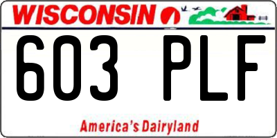 WI license plate 603PLF