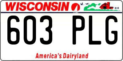WI license plate 603PLG