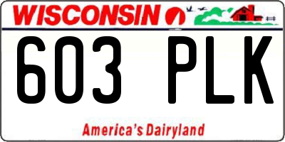 WI license plate 603PLK