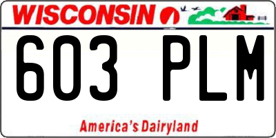 WI license plate 603PLM
