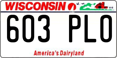 WI license plate 603PLO