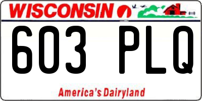 WI license plate 603PLQ