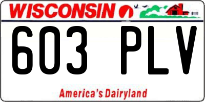 WI license plate 603PLV