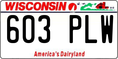 WI license plate 603PLW