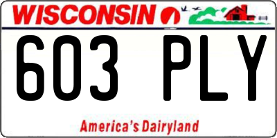 WI license plate 603PLY