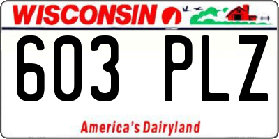 WI license plate 603PLZ