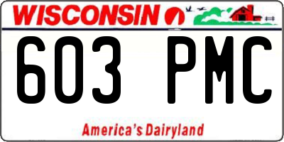 WI license plate 603PMC