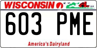 WI license plate 603PME