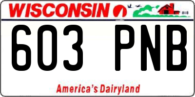 WI license plate 603PNB