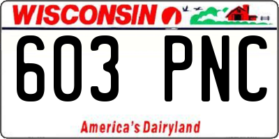 WI license plate 603PNC