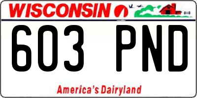 WI license plate 603PND